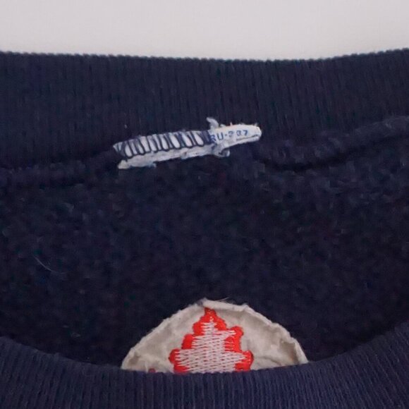 VTG '90S Russell Athletic Navy Red Laurier University Cotton Crewneck Sweater M - Picture 7 of 10